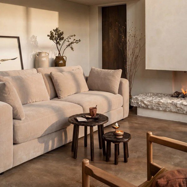 Divano beige con rivestimento in ciniglia 240 cm Chunky – vtwonen-image-1
