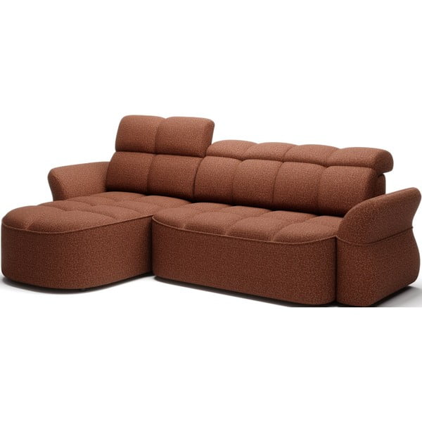 Divano angolare color terracotta allungabile/con contenitore (con penisola a sinistra/con chaise lounge) e rivestimento in velluto Beneth – ELTAP-image-2