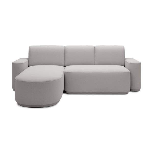 Divano angolare grigio chiaro allungabile/con contenitore (con penisola a sinistra/con chaise lounge) e rivestimento in ciniglia Aurumm – ELTAP