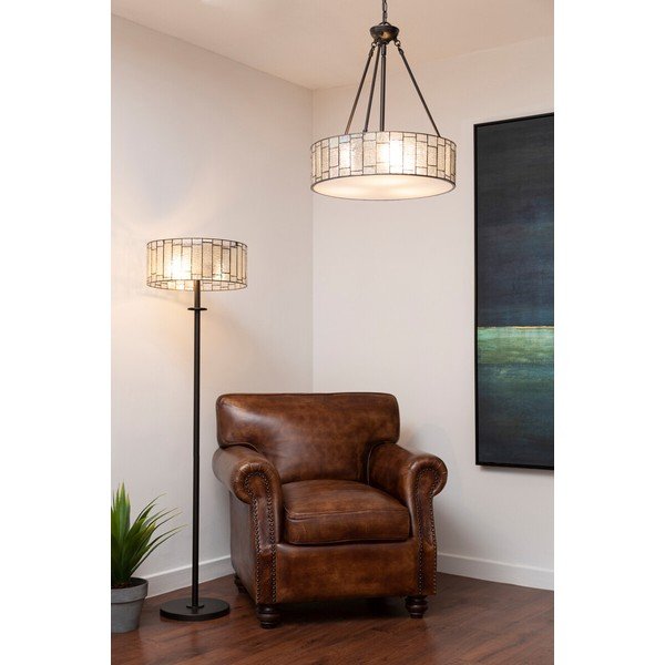 Lampadario in metallo con paralume in vetro ø 46 cm Waldorf – Premier Housewares-image-1
