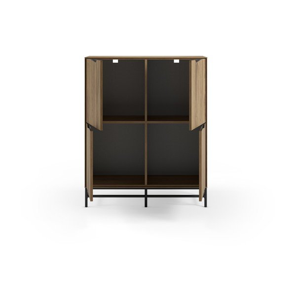 Armadietto nero/di colore naturale con effetto rovere 98x120x40 cm Aiden – Marckeric-image-2