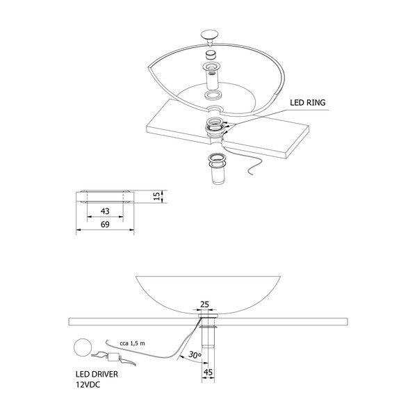 Appoggio luminoso per lavabo in vetro Ledring – Sapho-image-4
