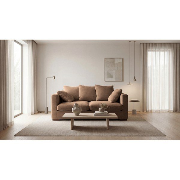 Divano in velluto a coste marrone chiaro 175 cm Comfy - Scandic-image-1