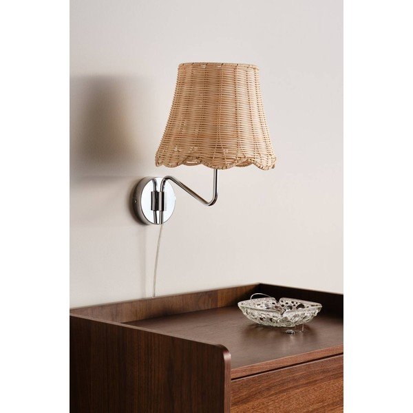 Lampada da parete argentata/di colore naturale in bambù con alimentazione a corrente Strå – Jotex-image-2