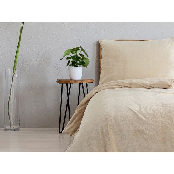 Biancheria da letto singola in microflanella beige 140x220 cm Uni - B.E.S.