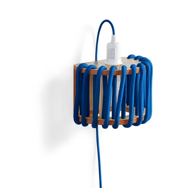 Lampada da parete blu con struttura in legno, lunghezza 20 cm Macaron - EMKO-image-3