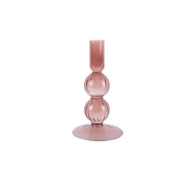 Portacandele in vetro rosa Swirl Bubbles - PT LIVING