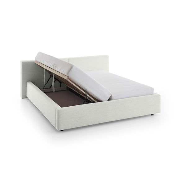 Letto matrimoniale imbottito bianco con contenitore con rete inclusa 180x200 cm Cube – Meise Möbel-image-4