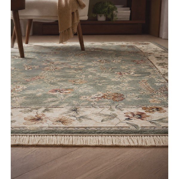Tappeto in viscosa verde e crema 160x230 cm Oriental - Nouristan-image-3