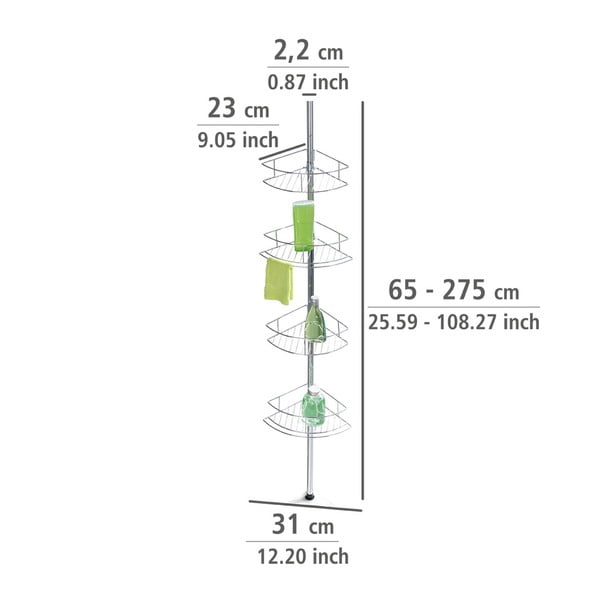 Mensola telescopica angolare per bagno in acciaio inox in argento lucido Dolcedo - Wenko-image-4