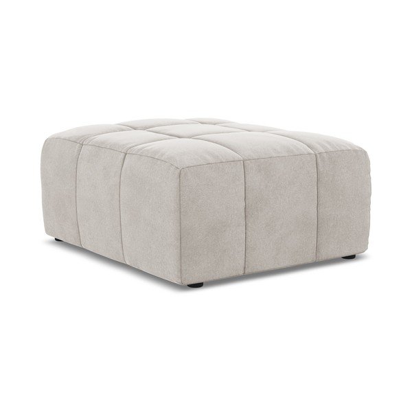 Poggiapiedi beige con rivestimento in velluto Aloha – Makamii-image-3