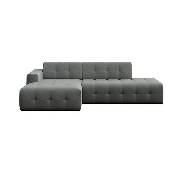Divano angolare grigio (con penisola a sinistra e chaise lounge) rivestito in velluto Tuil – Rodier