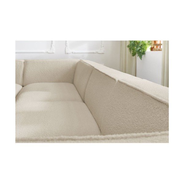 Divano angolare componibile beige (penisola a sinistra/a U) con rivestimento in bouclé Megeve – Bobochic Paris-image-1