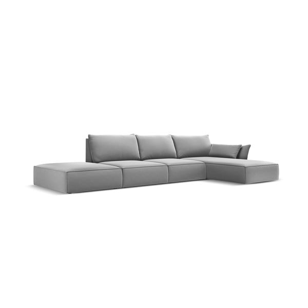Divano angolare grigio chiaro (con penisola a destra/con chaise lounge) con rivestimento in velluto Vanda – Mazzini Sofas-image-2