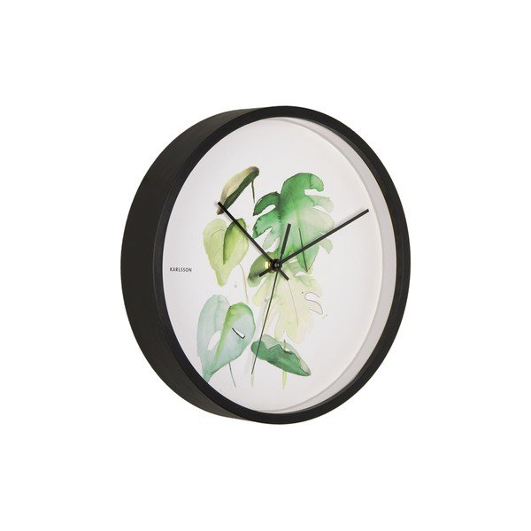 Orologio da parete verde e bianco con cornice nera Monstera, ø 26 cm - Karlsson-image-2