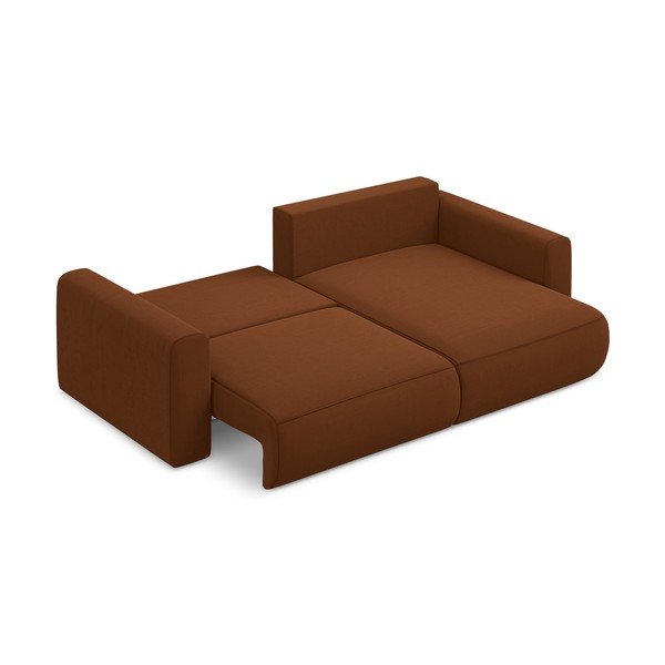 Divano angolare color terracotta allungabile/con contenitore (con penisola a destra/con chaise lounge) con rivestimento in velluto Kapua – Makamii-image-4
