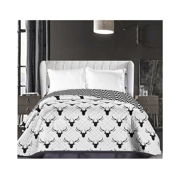 Copriletto reversibile in microfibra bianco e nero Hypnosis Deerest, 220 x 240 cm - DecoKing-image-1