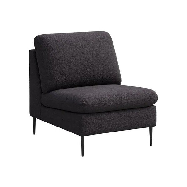 Poltrona nera in tessuto bouclé Moilo - MESONICA