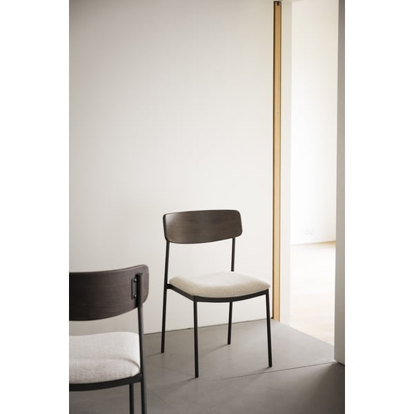 Sedie da pranzo color crema e marrone scuro in un set di 2 pezzi Maymont - Rowico-image-4