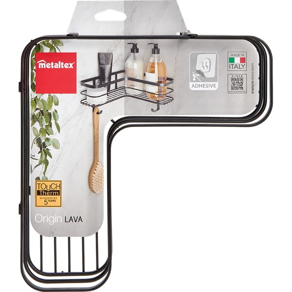 Mensola angolare da parete nera per il bagno Origin - Metaltex-image-3