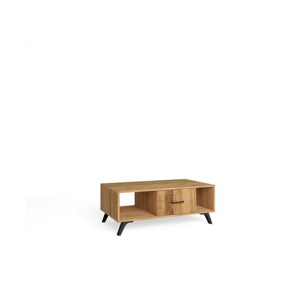 Tavolino in rovere decorato in colore naturale 60x100 cm Nordic - Marckeric-image-3
