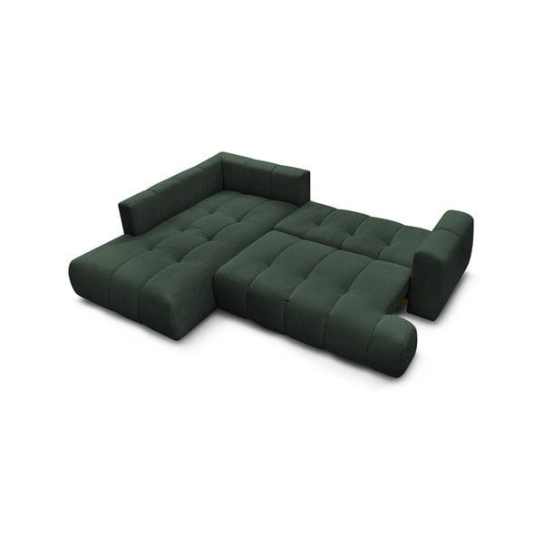 Divano angolare verde allungabile e con contenitore (penisola a sinistra/a L) con rivestimento in ciniglia Fuji – Bobochic Paris-image-4