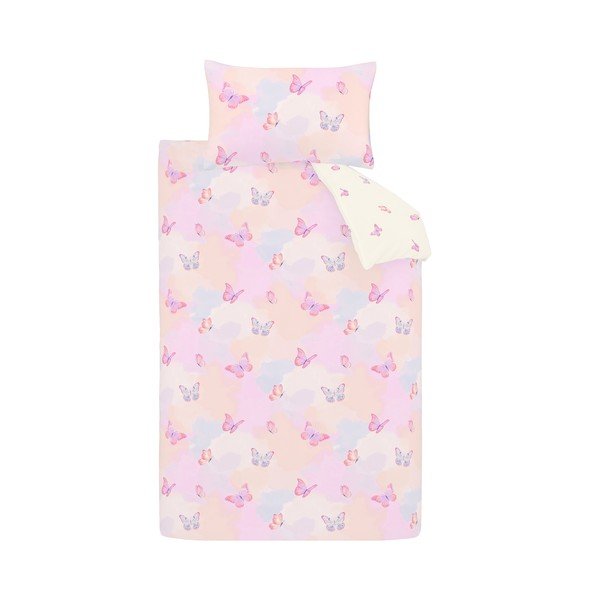 Set copripiumino e federa da bambini rosa per letto singolo 135x200 cm Ombre Butterflies – Catherine Lansfield