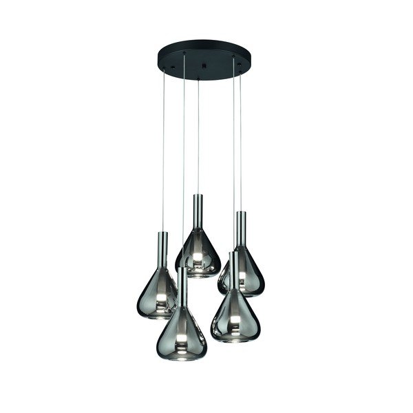 Apparecchio a sospensione LED nero con paralume in vetro ø 55 cm Cipera - CINQUE-image-1