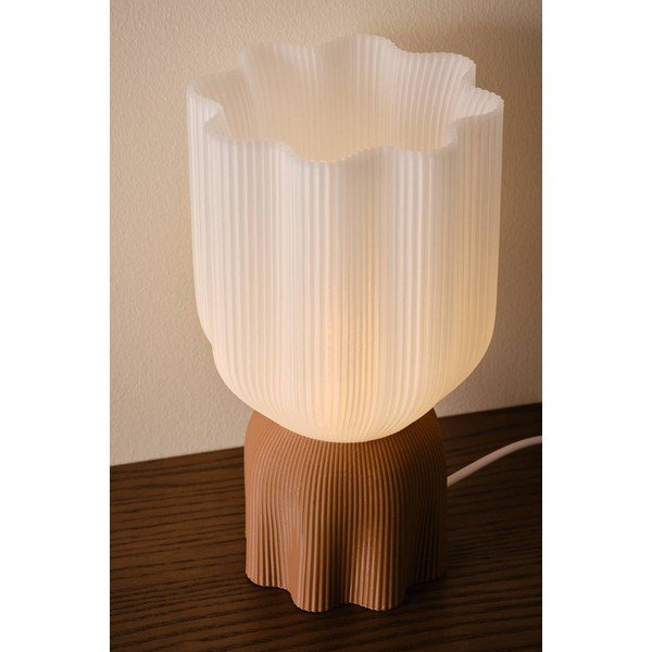 Lampada da tavolo bianca/marrone in plastica (altezza totale 27 cm) Camier – Jotex-image-3