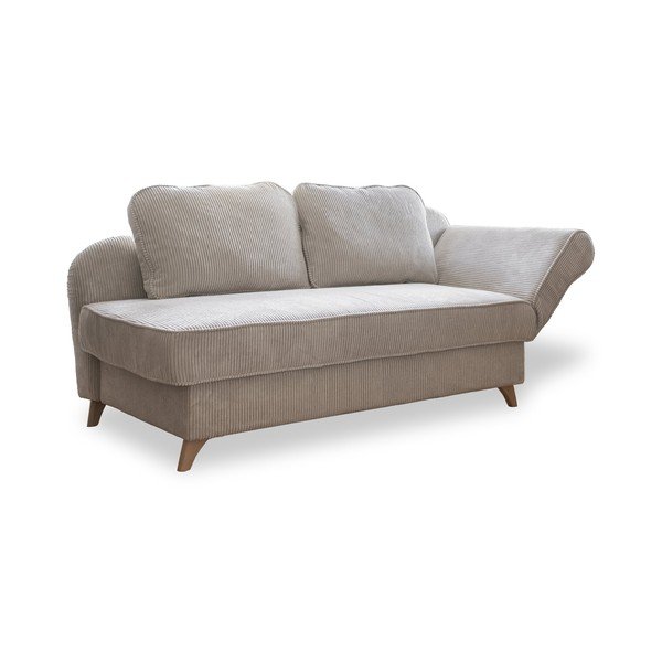 Chaise longue beige (con penisola a destra) con rivestimento in velluto a coste Chic Charlotte – Miuform