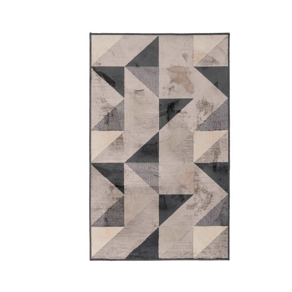 Tappeto grigio/beige in misto cotone 68x110 cm Graphic – douceur d'intérieur