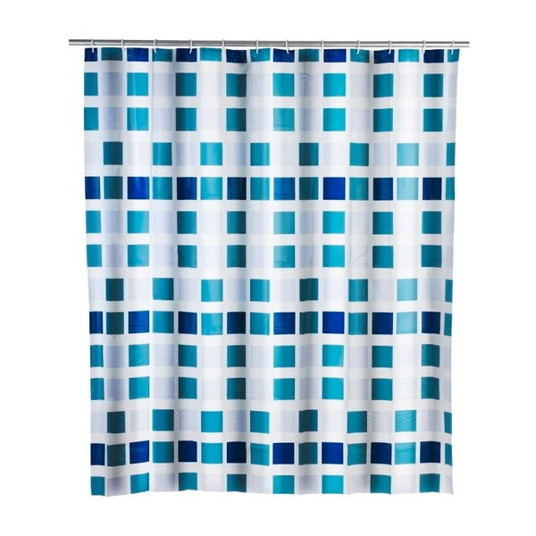 Tenda da doccia blu , 180 x 200 cm Mosaic - Wenko