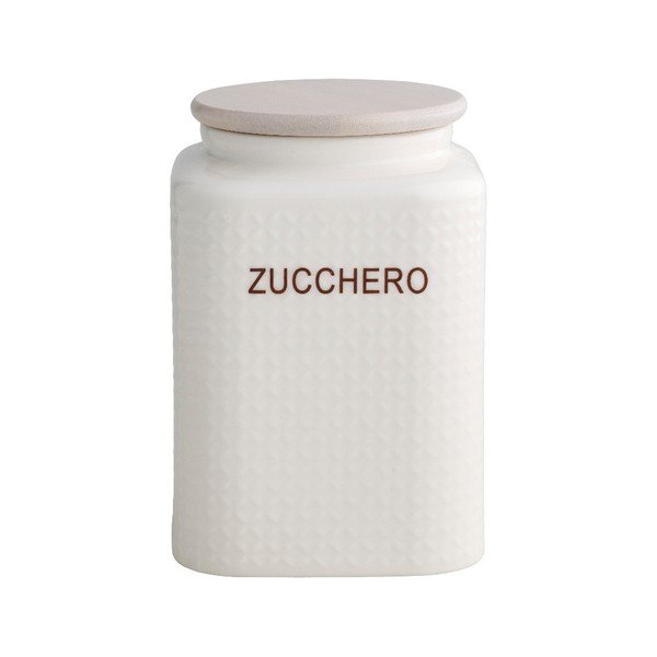 Zuccheriera in porcellana bianca con coperchio in bambù Naturale - Brandani