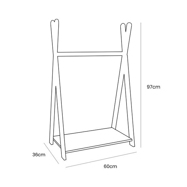 Appendiabiti per bambini bianco/di colore naturale con effetto pino 60x97 cm Montessori – Meowbaby-image-1