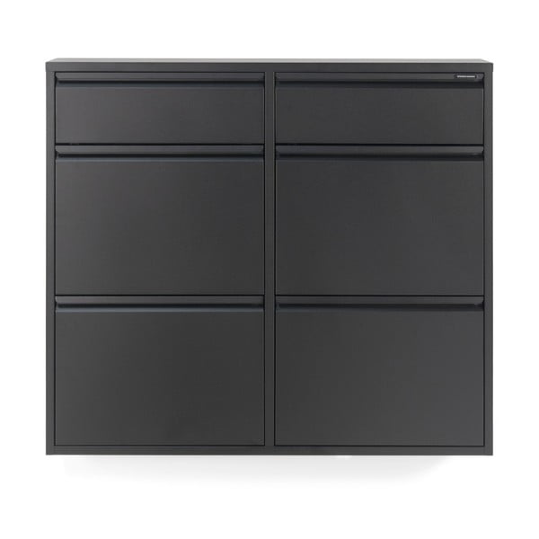 Scarpiera nera in metallo con ante ribaltabili 98x86x15 cm Billy – Spinder Design-image-3