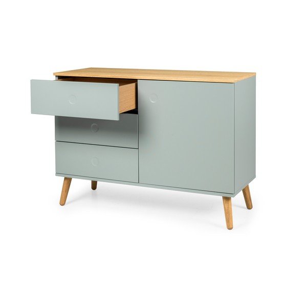 Cassettiera bassa verde chiaro in rovere 109x79 cm Dot - Tenzo-image-3