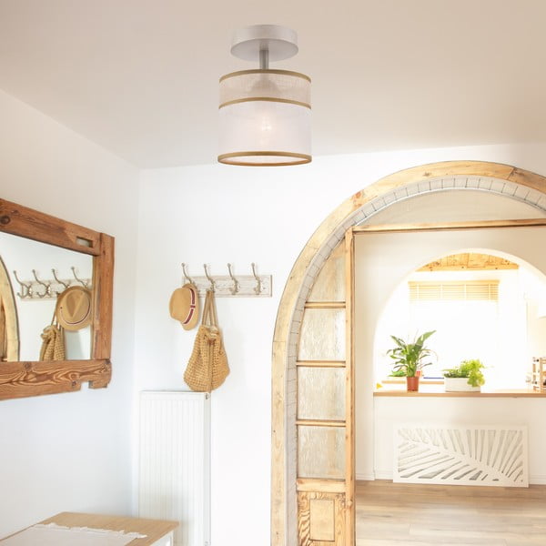 Lampada da soffitto marrone chiaro con paralume in tessuto ø 16 cm Andrea - LAMKUR-image-1