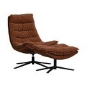 Poltrona con poggiapiedi marrone girevole con rivestimento in ciniglia Kube – WOOOD