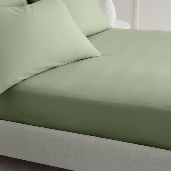 Lenzuolo con angoli verde in percalle di cotone 150x200 cm Cotton Percale – Bianca-image-1