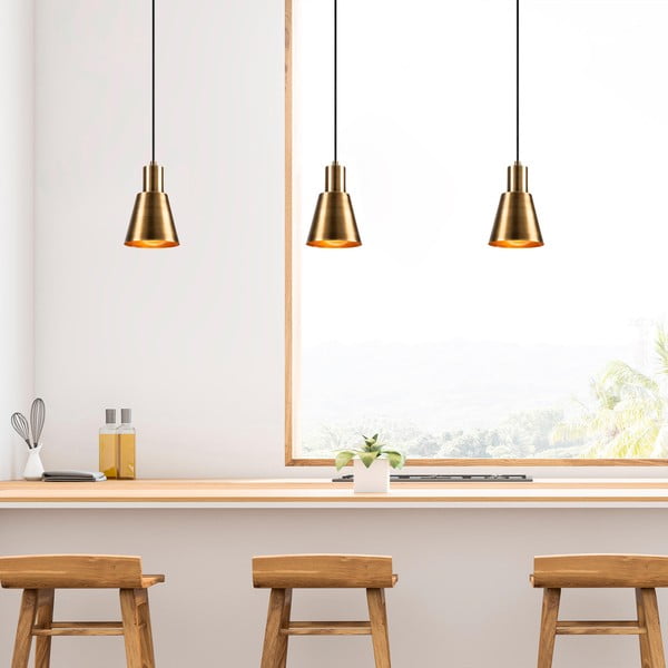 Lampadario nero/dorato ø 14 cm Kem – Opviq lights-image-1