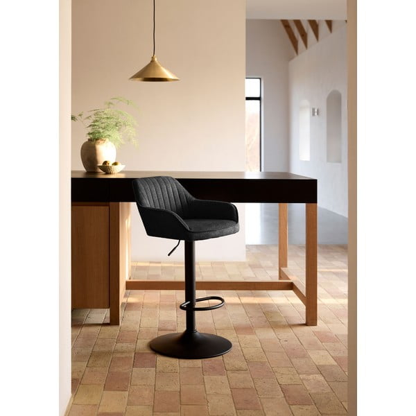 Sgabello da bar grigio scuro imbottito con altezza regolabile/con braccioli (altezza della seduta 65 cm) Nolan – Unique Furniture-image-1