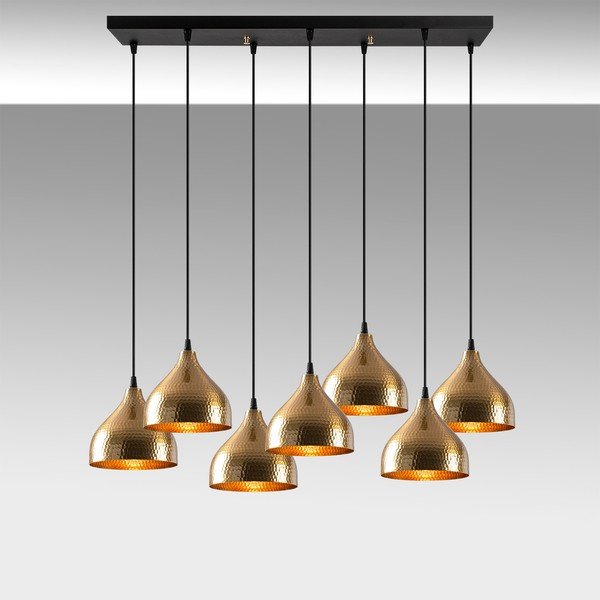 Lampadario nero/dorato con paralume in metallo Tattoo – Opviq lights-image-4