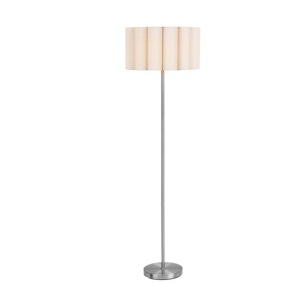 Lampada da terra beige/argentata in lino (altezza totale 150 cm) Wattom – House Nordic-image-3