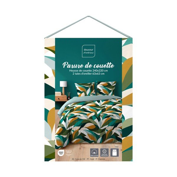 Set copripiumino e federa in cotone per letto matrimoniale/per letto esteso 3 pezzi 240x220 cm Swan – douceur d'intérieur-image-1