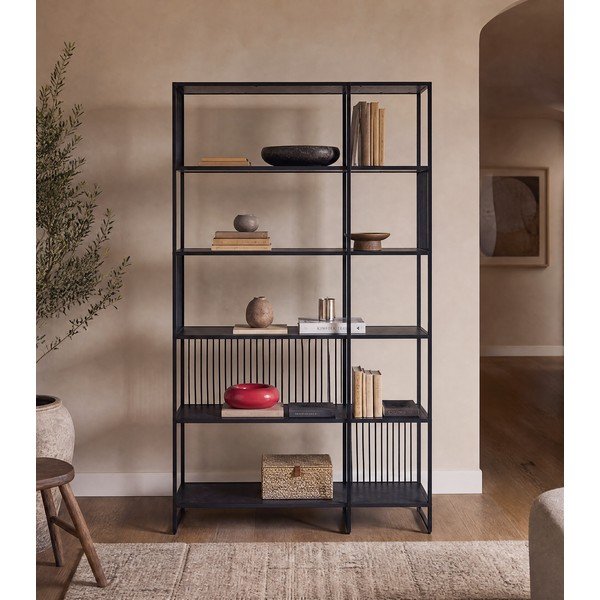 Libreria nera 120x185x35 cm Strington – Actona-image-3