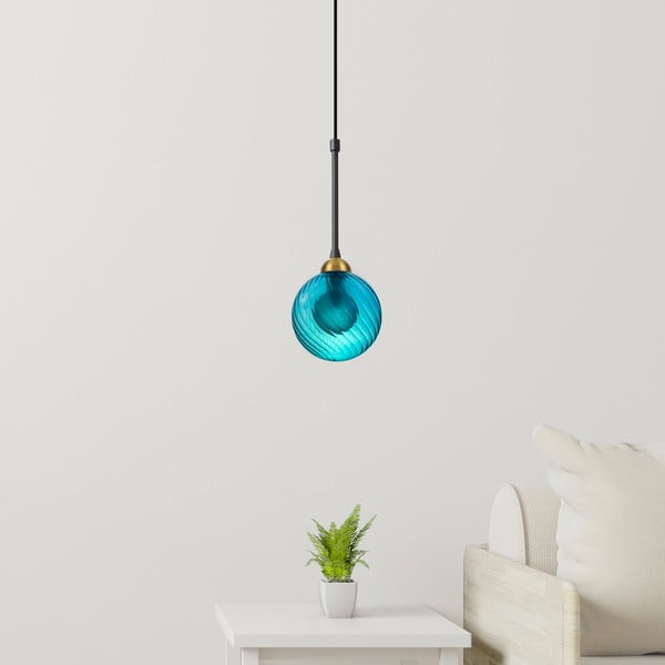 Lampadario blu con paralume in vetro ø 12 cm Twister – Squid Lighting-image-1