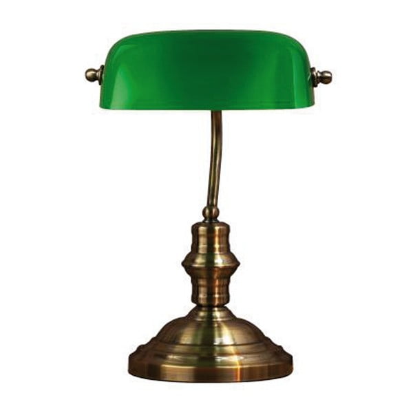 Lampada da tavolo in verde e ottone, altezza 25 cm Bankers - Markslöjd-image-2