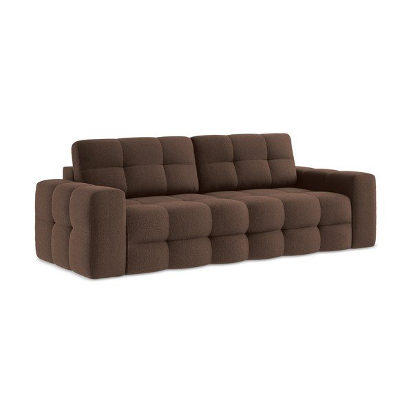 Divano marrone allungabile con rivestimento in bouclé 255 cm Milu – Makamii-image-1