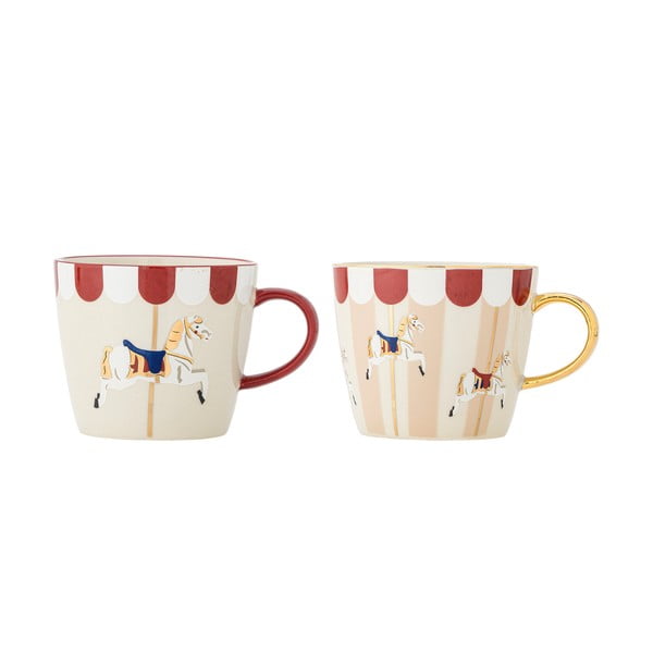 Tazze in set color crema in gres a tema natalizio 2 pz 300 ml Merry-go-round – Bloomingville