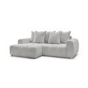 Divano angolare grigio chiaro allungabile/con contenitore (con penisola a sinistra/con chaise lounge) con rivestimento in bouclé Roxelane – Bobochic Paris